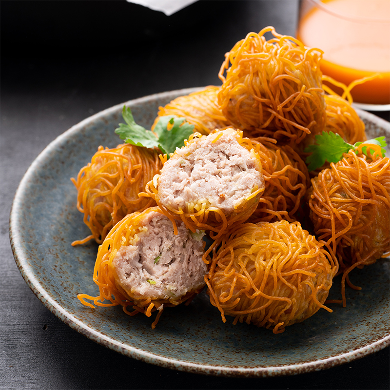 Noodle-wrapped Prawns & Porkballs