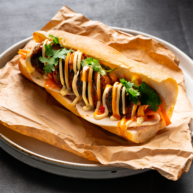 Spicy meatball banh mi