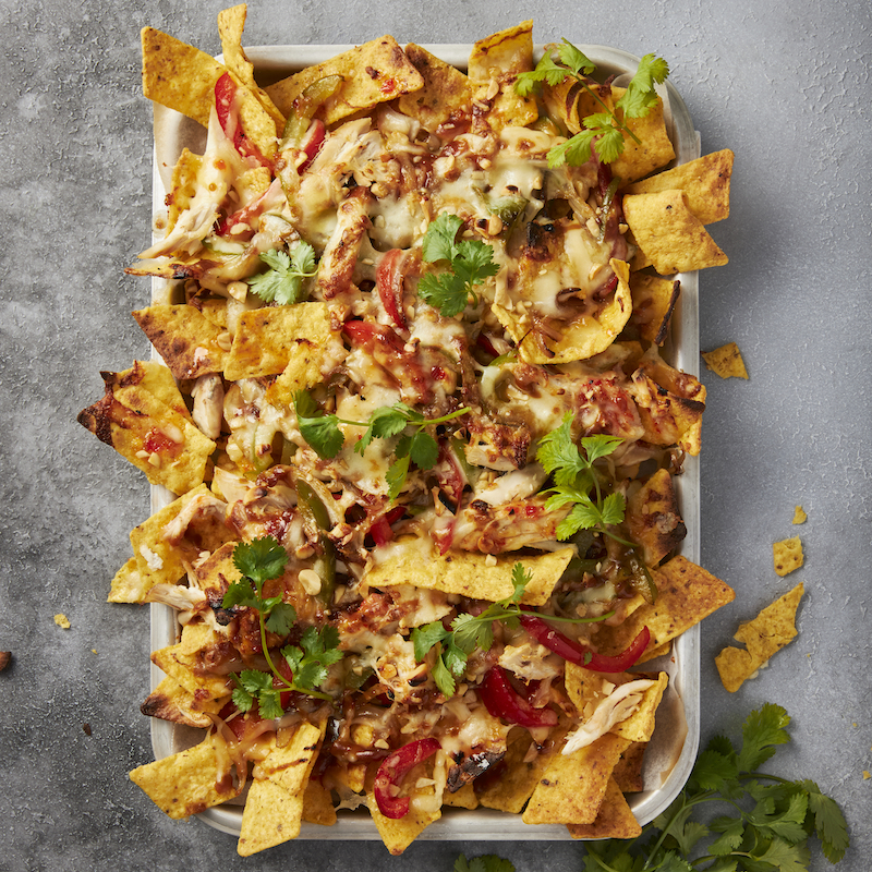 Sweet Chilli Peanut Chicken Nachos